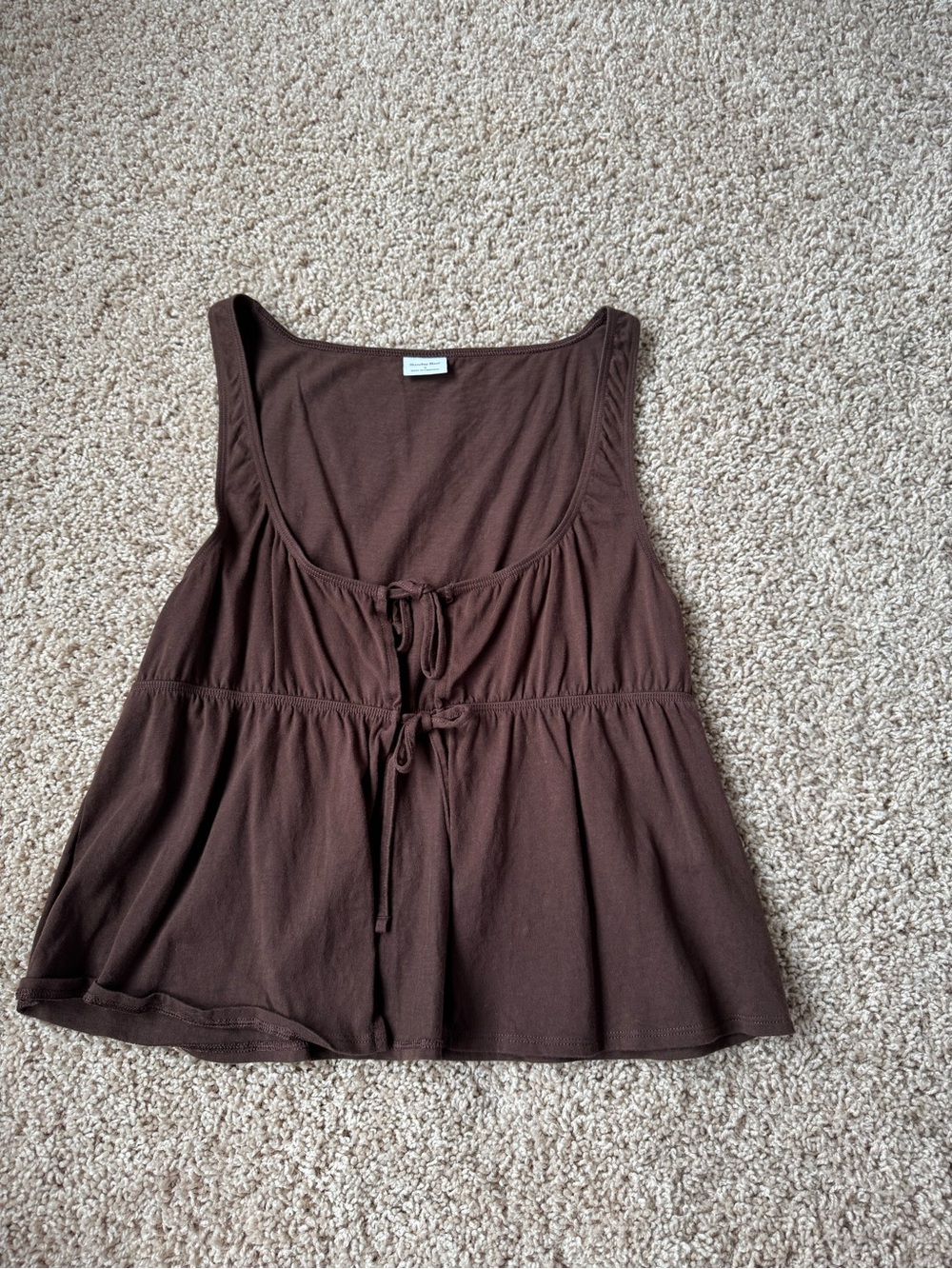 Sunday Best Brown Scoop Neck Tie-Front Tank